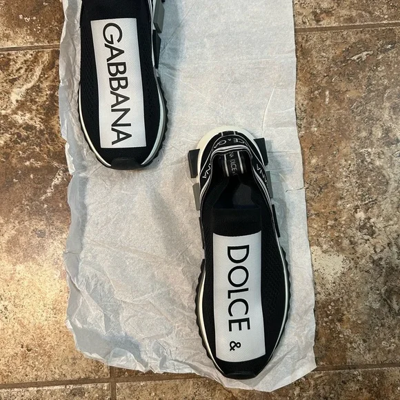 Dolce & Gabbana Black and White Slip-On Sneakers - Picture 4 of 8